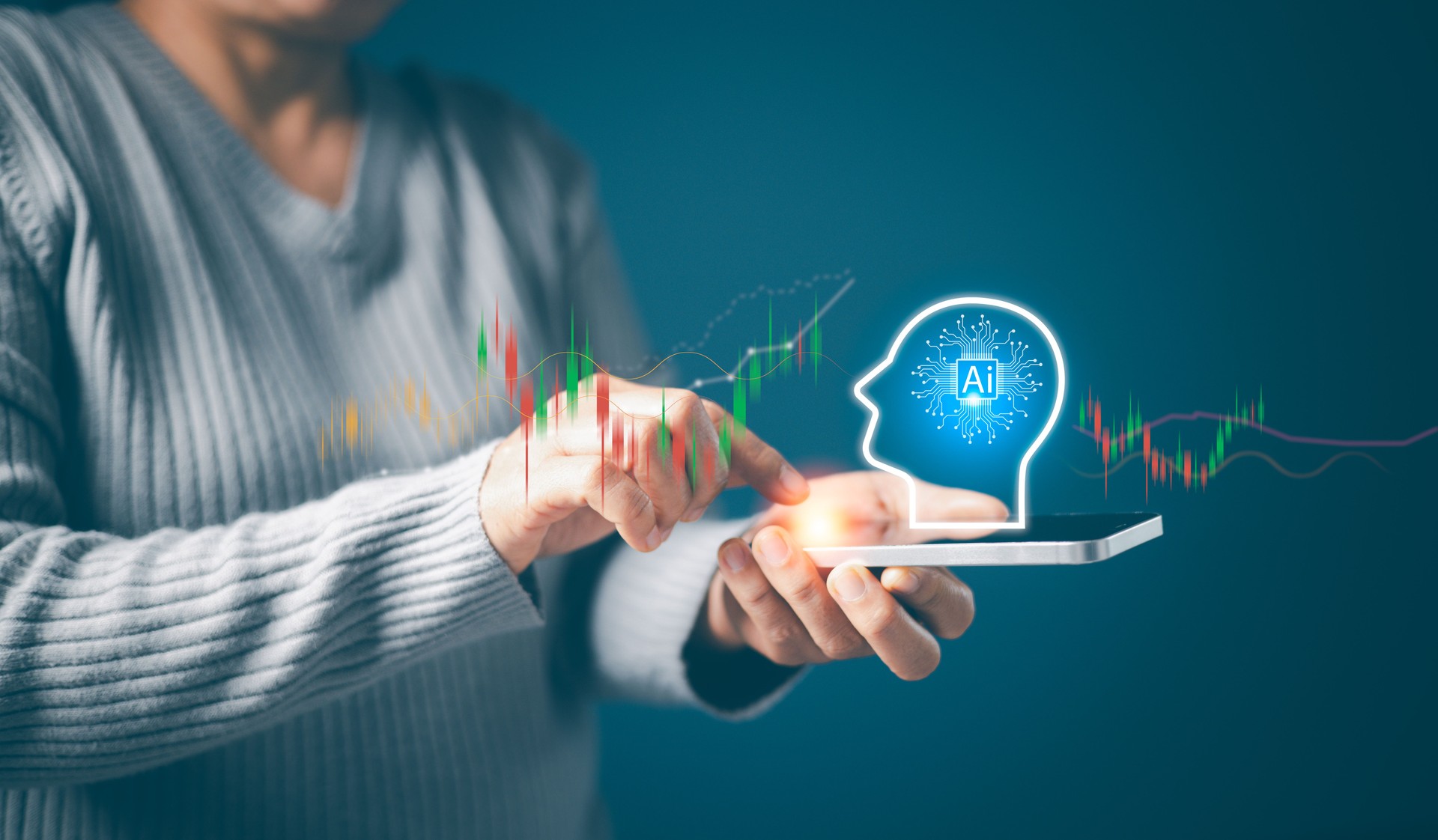 Trading with AI technology, transformation of ideas an the adoption of technology in business in the digital age, Digital transformation technology strategy, IoT, internet of things.